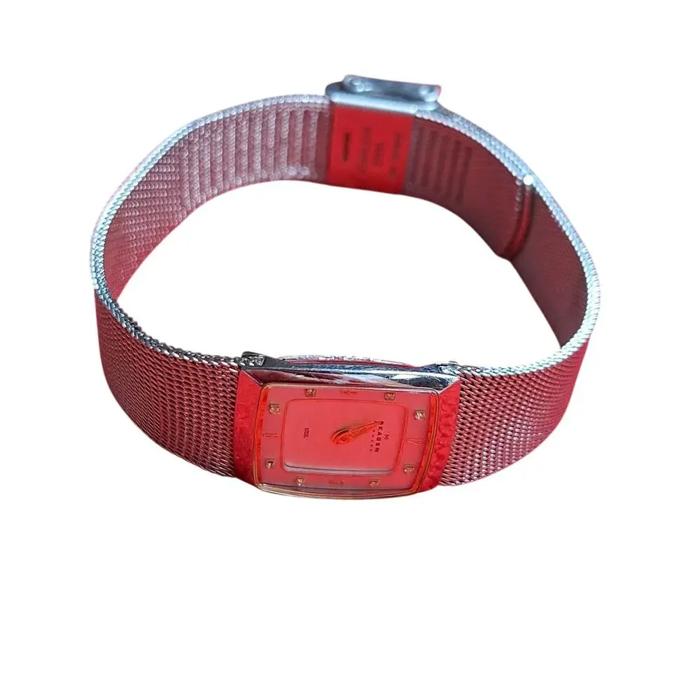 Skagen Denmark 380XSGS1 Slim Square Watch - Two-Tone Mesh & Crystal Dial WORKS